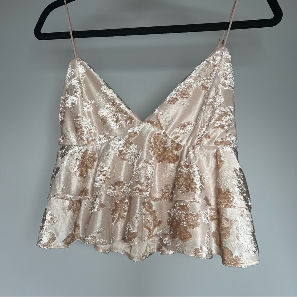 KATWALK Light Pink and Crushed Velvet Tank Top